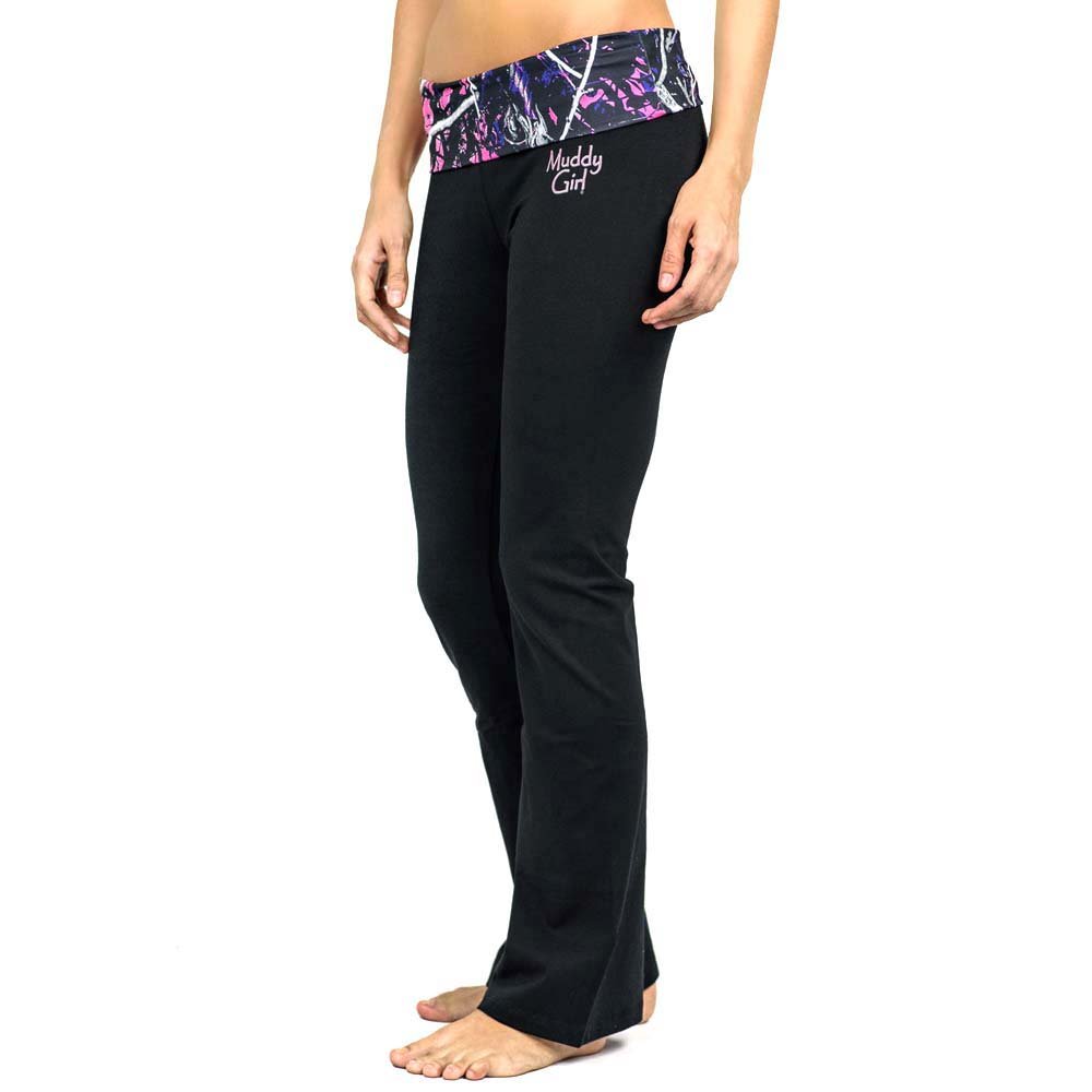 Muddy Girl Pink Camo Black Yoga Pants | Gorilla Surplus