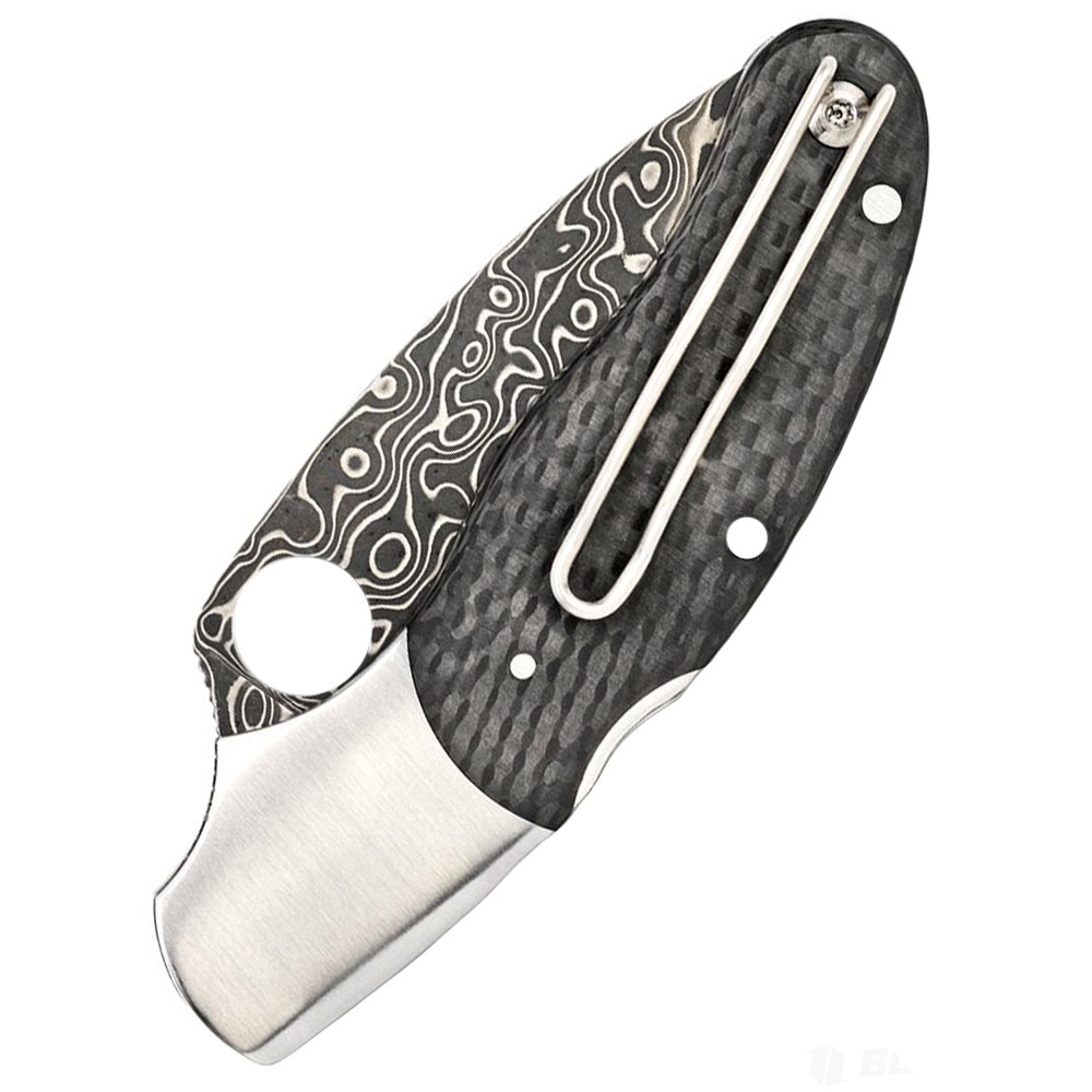 Spyderco | Caly3 Damascus Carbon Fiber Plain Edge Folding Knife - C113CFPD