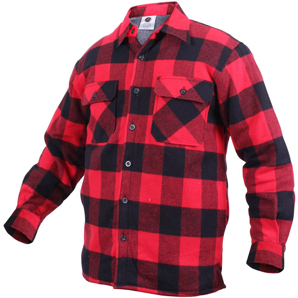 Mens Extra Heavyweight Buffalo Plaid  Sherpa lined Flannel  