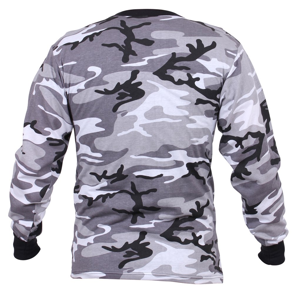 black t shirt with camo sleeves